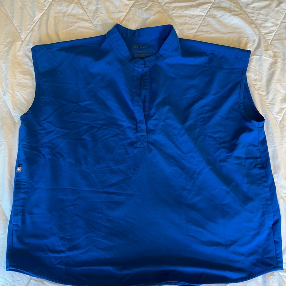 Figs Rafaela Royal Blue Sleeveless Scrub Top